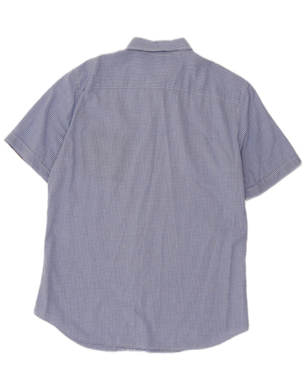 Benetton Chemise à Manches Courtes Homme Bleu Moyen Carreaux