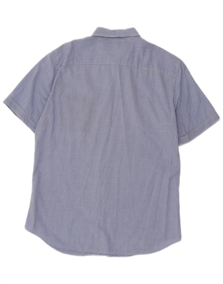 Benetton Chemise à Manches Courtes Homme Bleu Moyen Carreaux