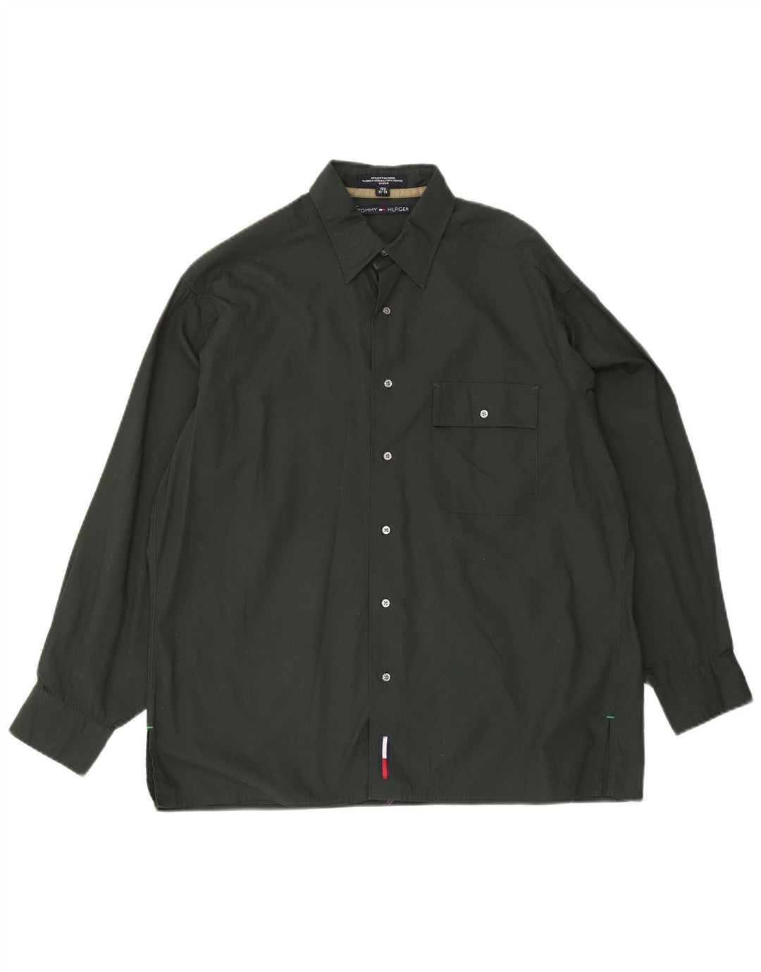 Tommy Hilfiger Chemise Homme Taille 15 1/2 Coton Vert Moyen