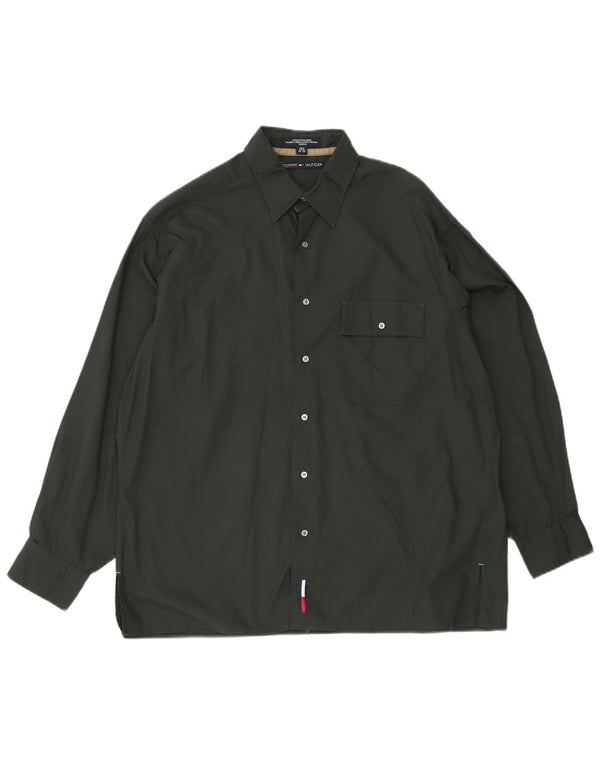 Tommy Hilfiger Chemise Homme Taille 15 1/2 Coton Vert Moyen