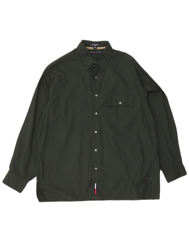 Tommy Hilfiger Chemise Homme Taille 15 1/2 Coton Vert Moyen