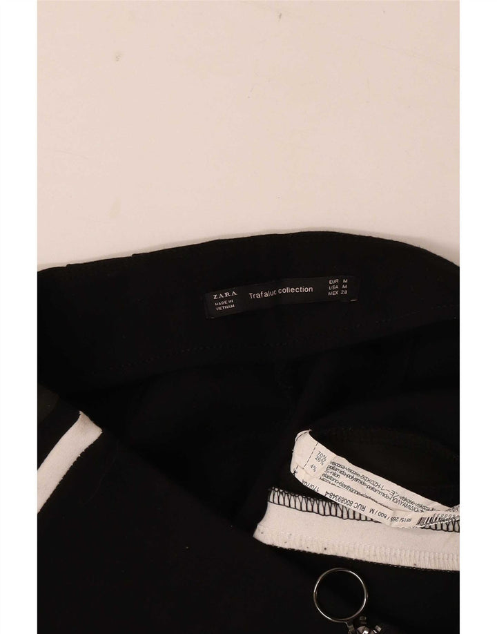 Zara Pantalon de survêtement pour femme UK 12 Medium Noir Colourblock Viscose