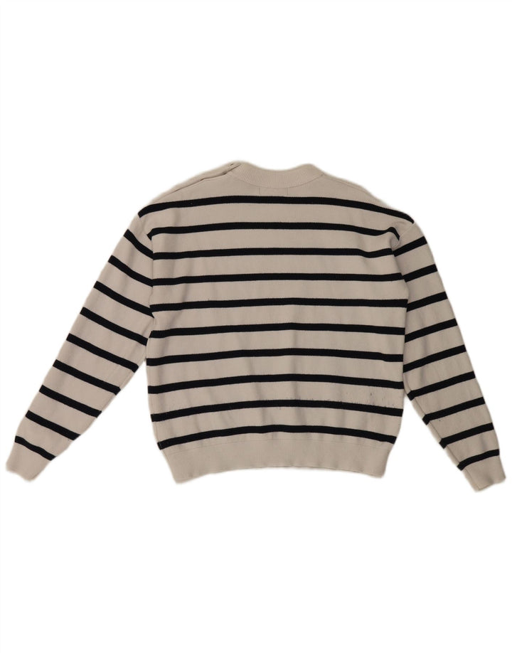 Marks & Spencer Pull ras du cou pour femme UK 14 Medium Blanc rayé