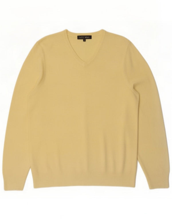 Marks & Spencer Pull col en V pour homme Acrylique jaune moyen