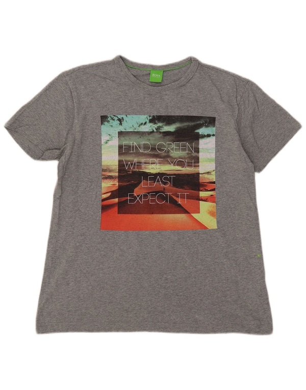 Hugo Boss Homme T-Shirt Top Petit Gris Coton