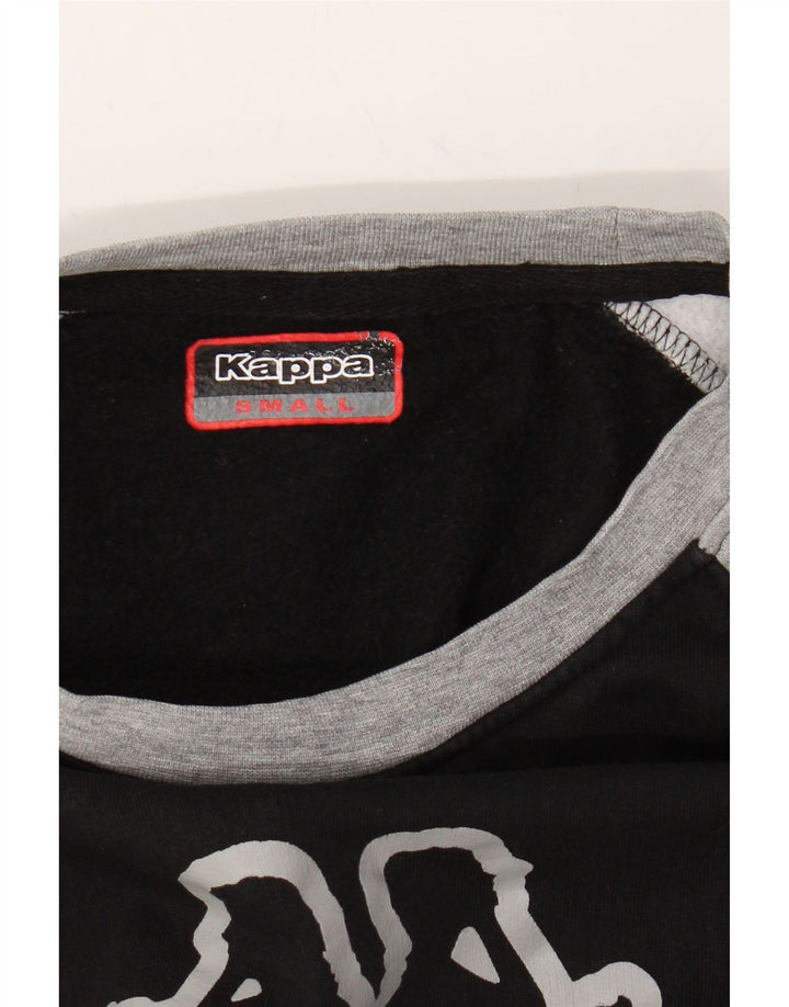 KAPPA Womens Graphic Sweatshirt Jumper UK 10 Small Black Colourblock Vintage Kappa and Second-Hand Kappa from Messina Hembry 