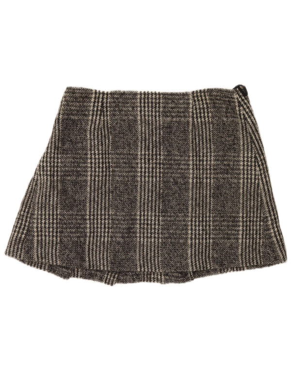 Max & Co. Mini jupe portefeuille pour femme UK 14 Large W34 Laine à carreaux gris