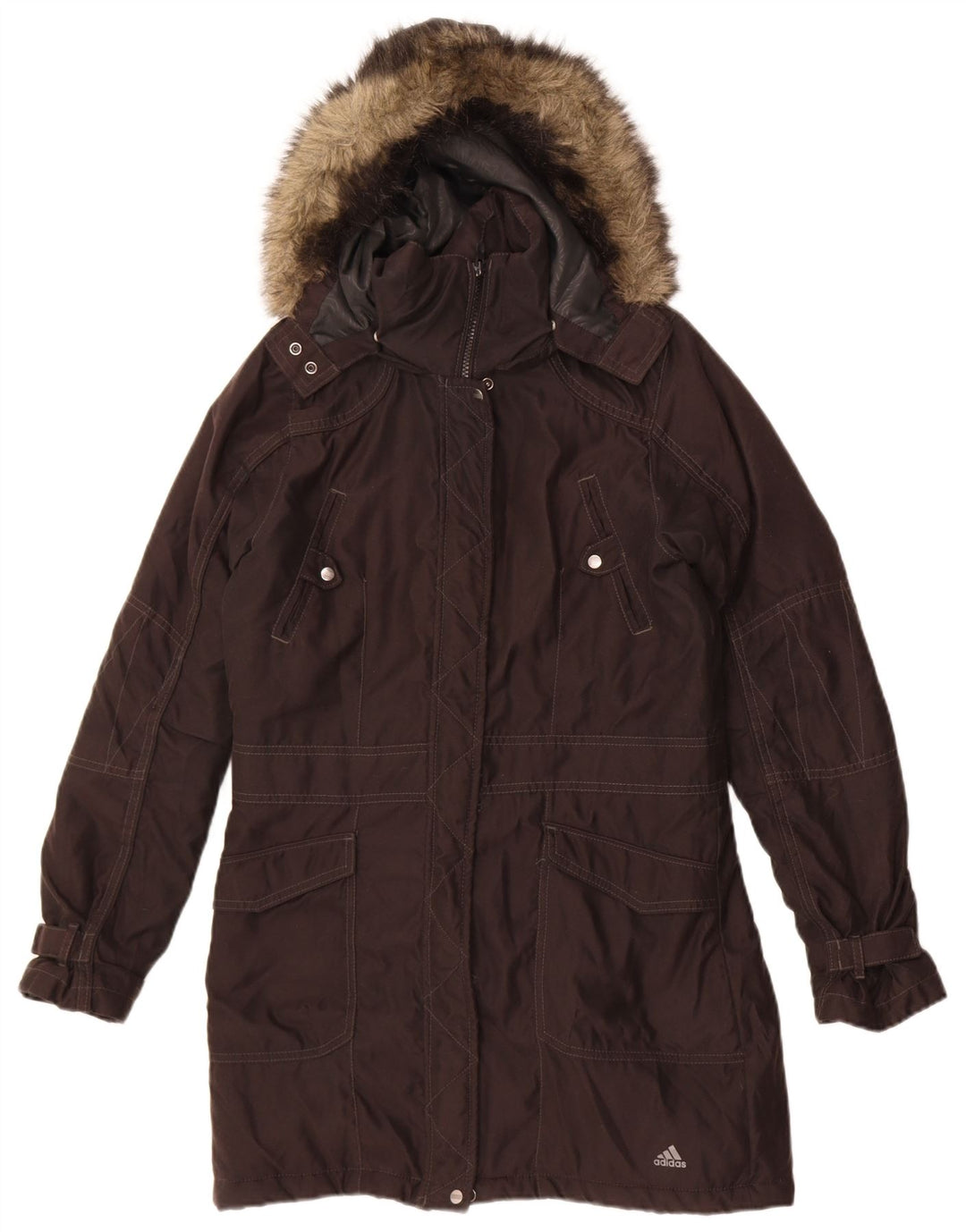 Adidas Veste Parka à capuche pour femme UK 14 Medium Noir Polyester