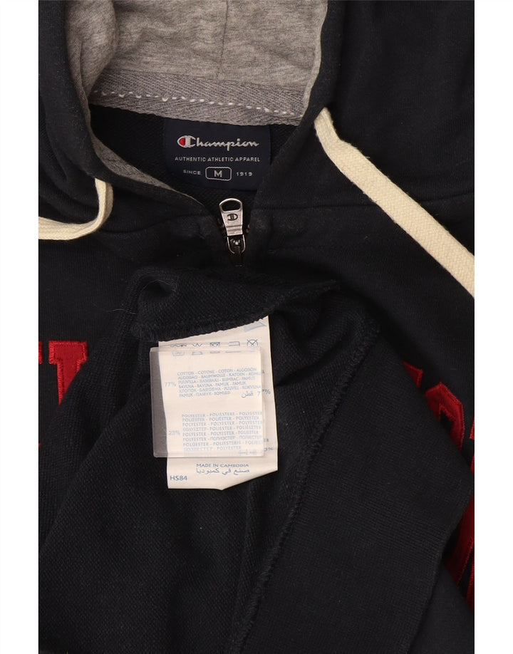 Champion Pull à Capuche Zippé Graphique Homme Gris Moyen Coton
