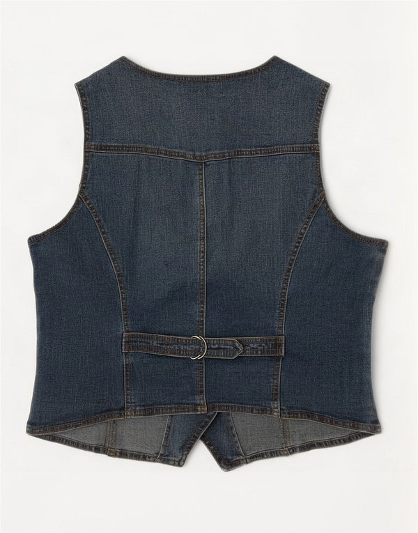 vintage Femme Denim Gilet EU 42 Grand Coton Bleu