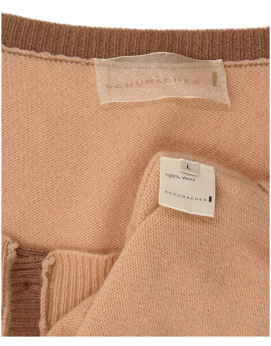 SCHUMACHER Pull cardigan court sans manches pour femme UK 14 Grande laine rose