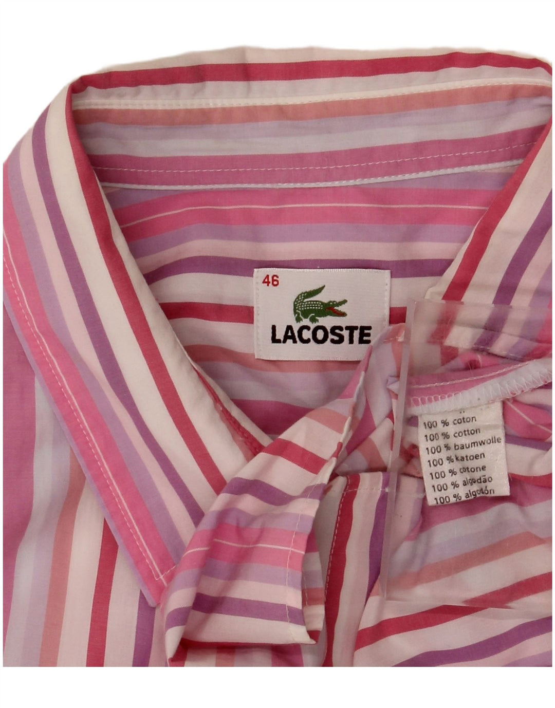 Lacoste Chemise manches 3/4 femme taille 46 XL coton rayé multicolore