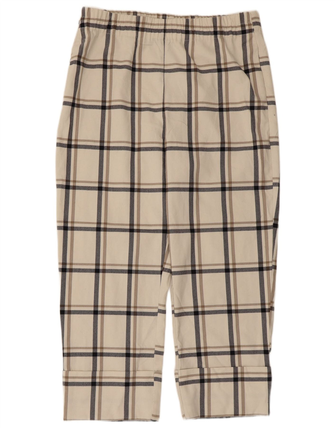Zara Pantalon court femme XL W32 L24 Blanc à carreaux Polyester