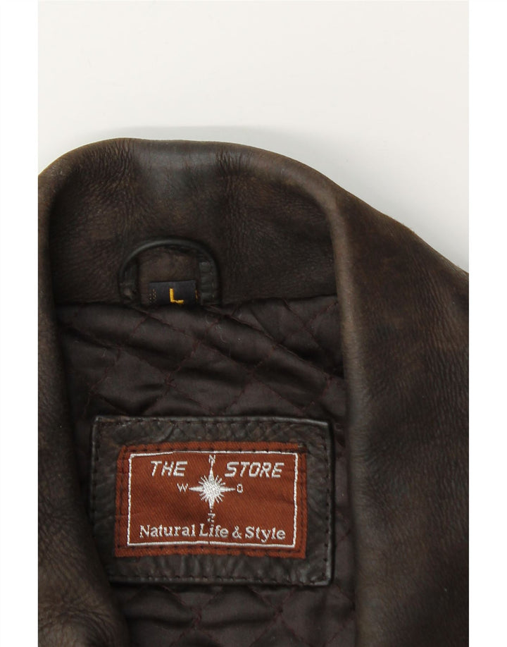 veste en cuir homme vintage UK 40 Grand cuir brun