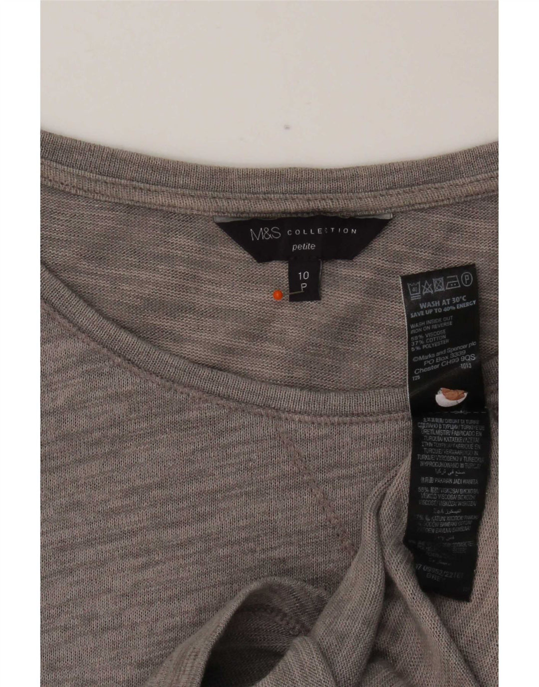 Marks & Spencer Haut pour femme à manches 3/4 UK 10 Small Viscose mouchetée gris
