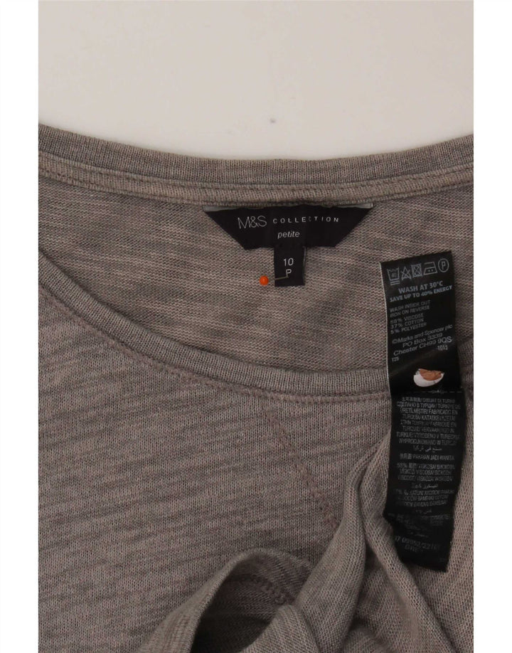 Marks & Spencer Haut pour femme à manches 3/4 UK 10 Small Viscose mouchetée gris
