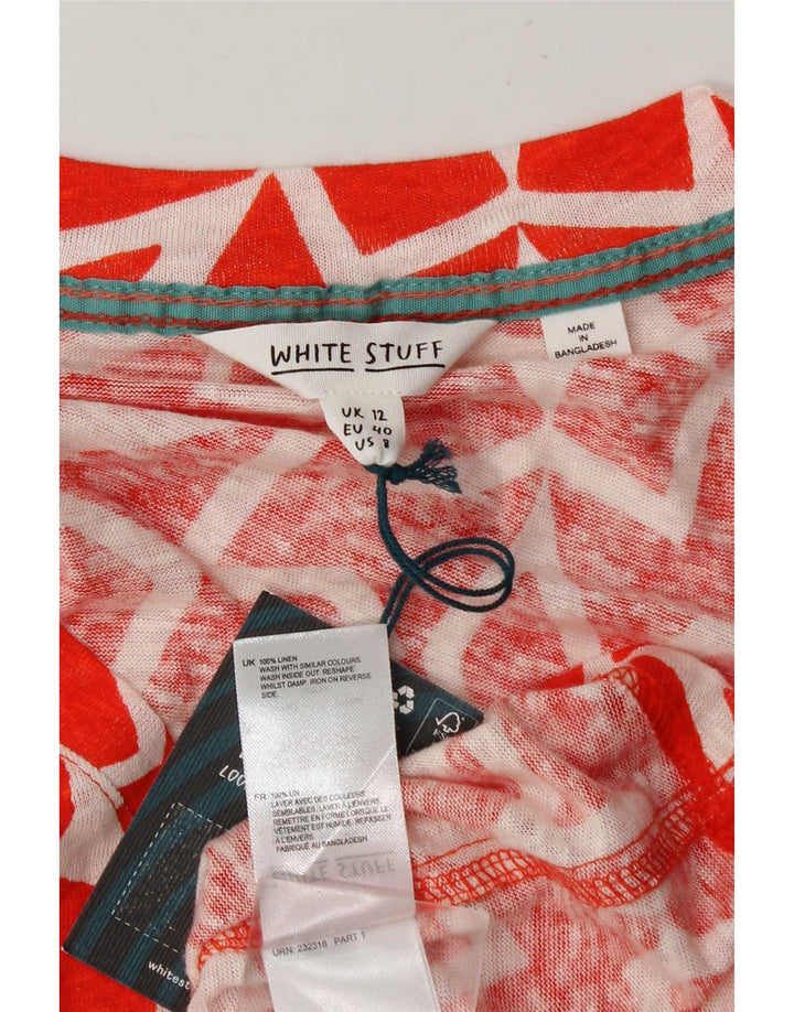 Blouse White Stuff Femme UK 12 Lin Géométrique Rouge Moyen
