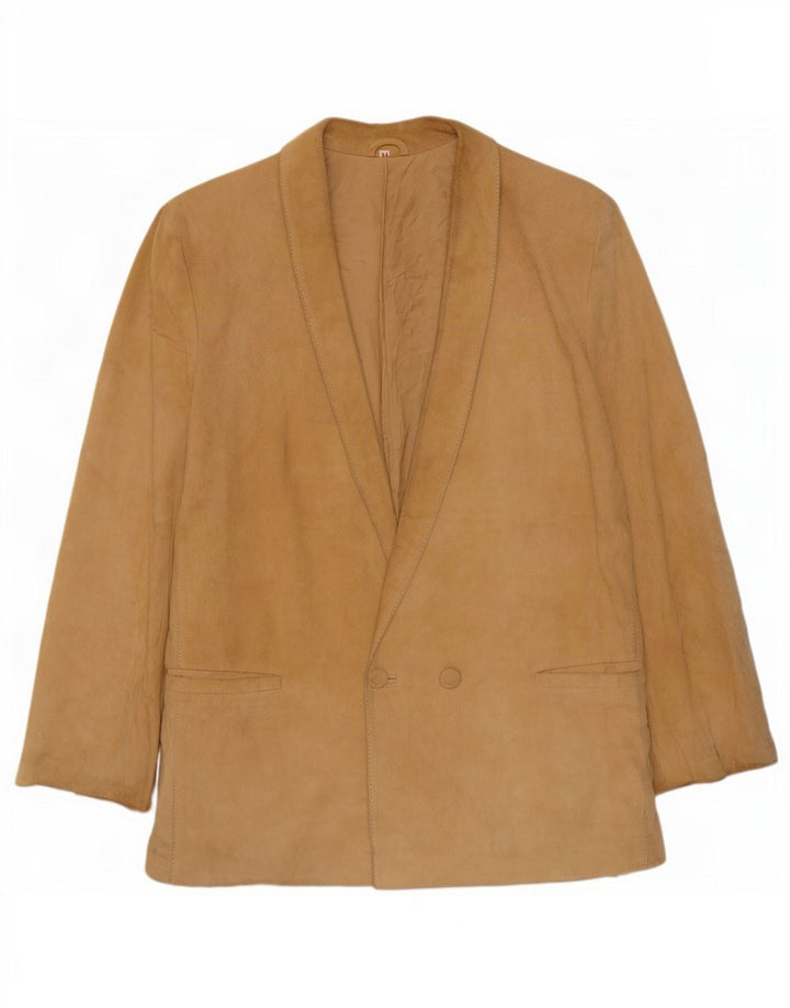 vintage Femme Double Breasted Suede Blazer Veste IT 44 Beige Moyen
