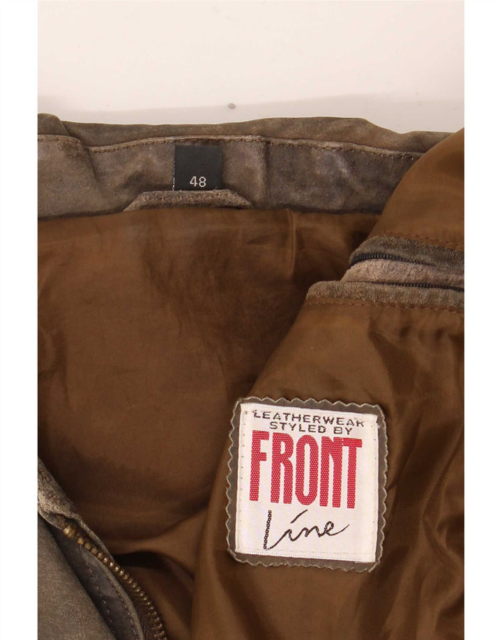 Front Line Veste en Cuir Homme IT 48 Kaki Moyen