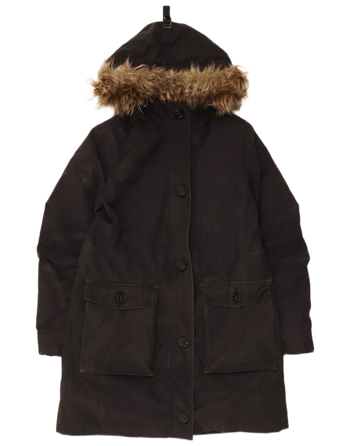 Marks & Spencer Manteau à capuche pour femme UK 12 Medium Noir Polyester