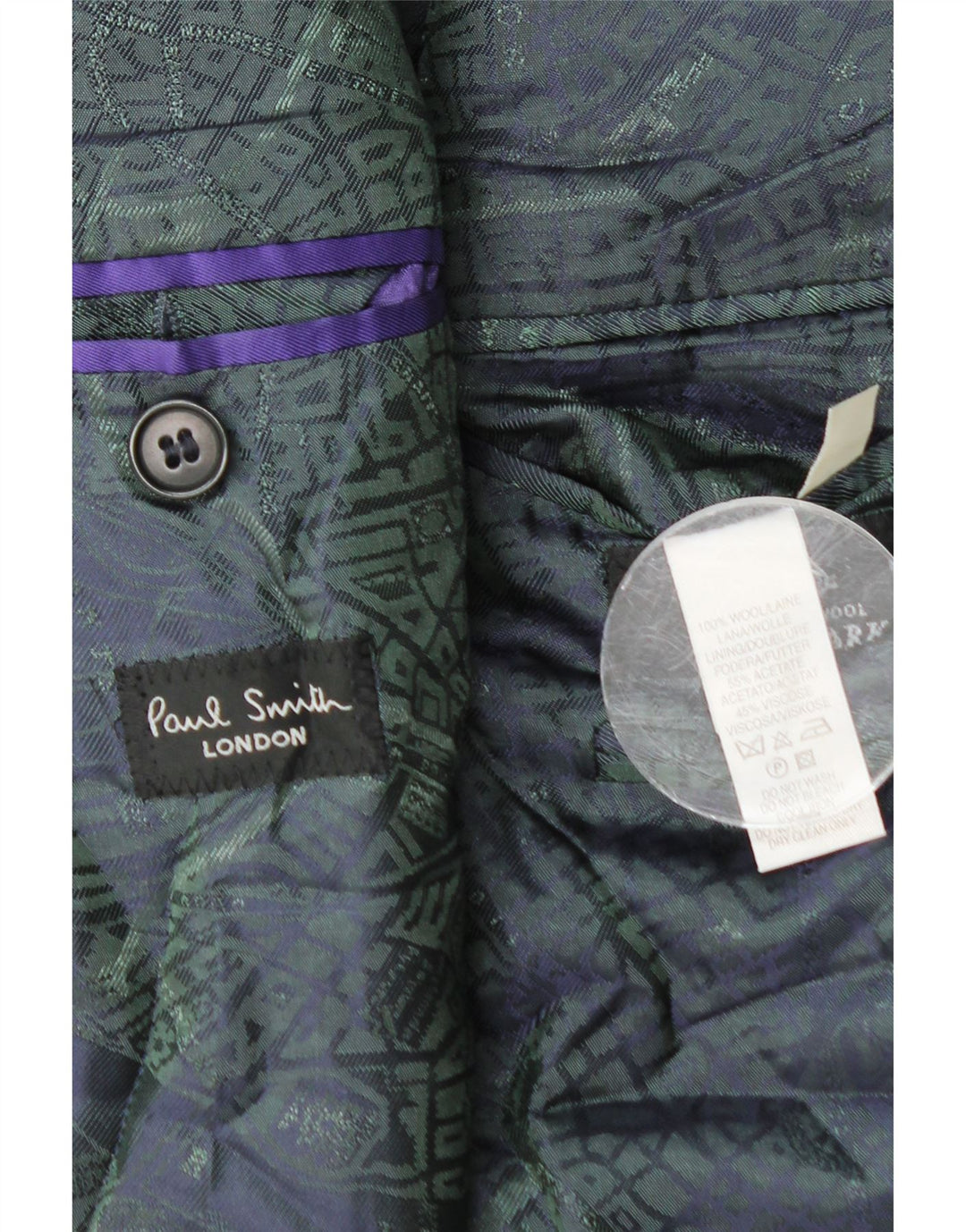 Paul Smith Veste Blazer 3 Boutons Homme UK 40 Grande Laine Vichy Bleu Marine