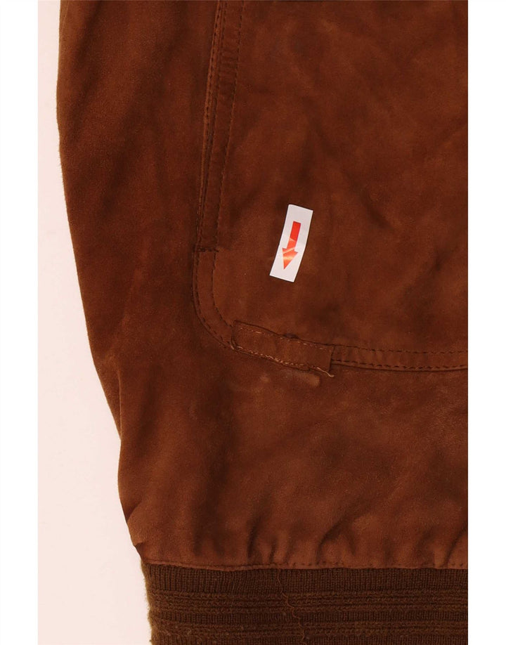 Veste Bomber En Daim Vintage Homme IT 62 5XL Cuir Beige