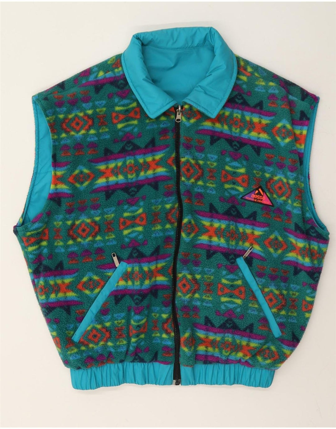 Aesse Gilet réversible coupe ample pour homme UK 38 Bleu moyen géométrique Polyamide