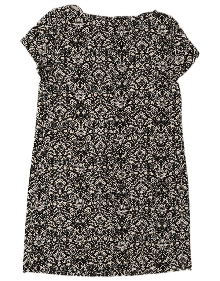 Zara Robe droite pour femme UK 10 Petit polyester floral noir