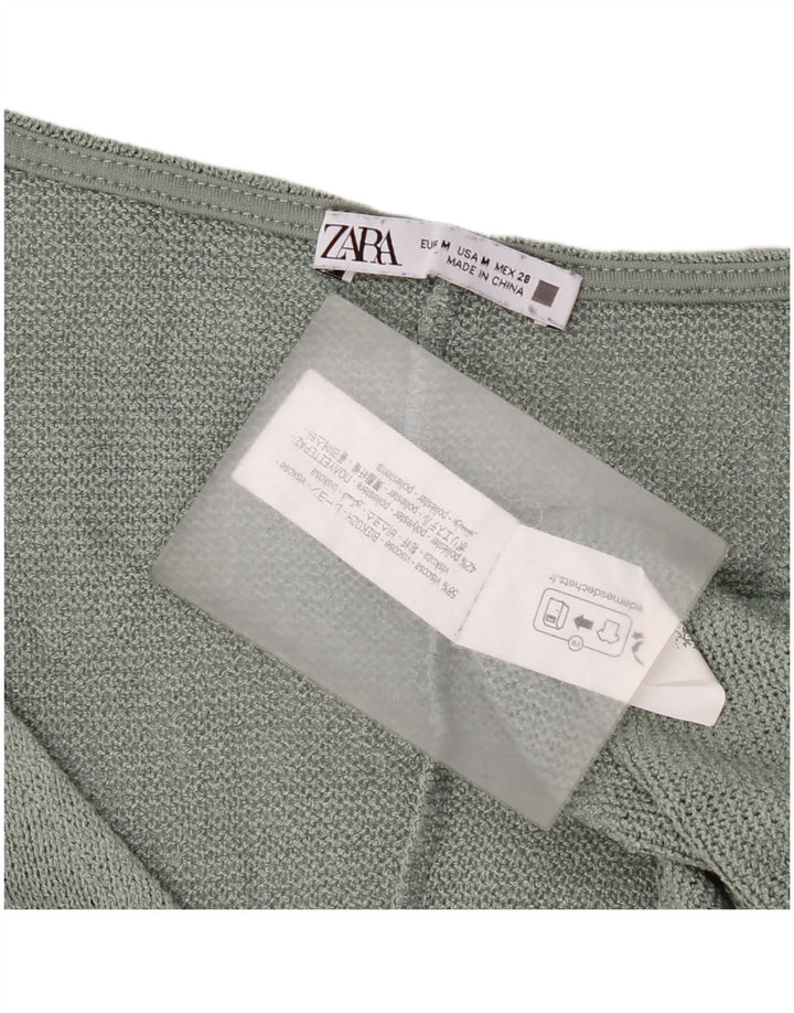 Zara Womens Crop Oversize Knit Crop Top UK 14 Viscose Vert Moyen