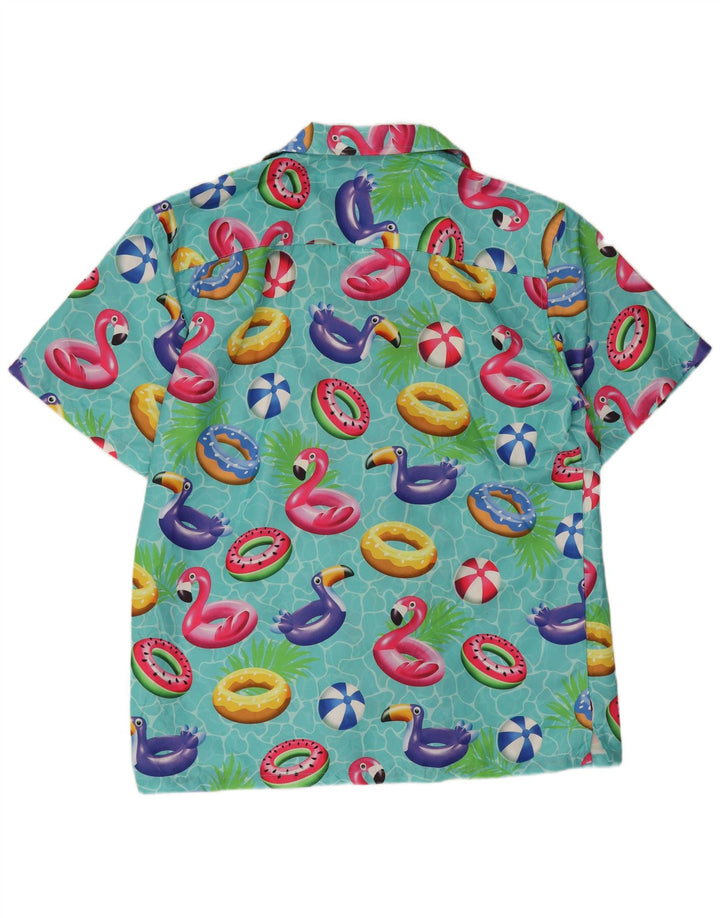 Apparel Chemise à manches courtes pour homme à motif abstrait en polyester turquoise