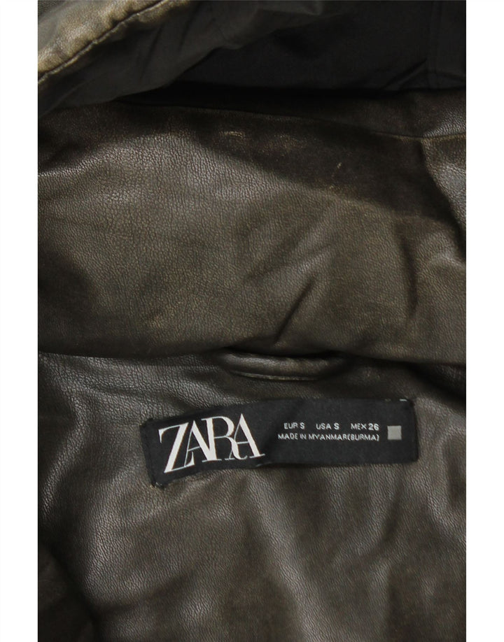 ZARA Veste matelassée à capuche surdimensionnée pour femme UK 10 Petit Kaki