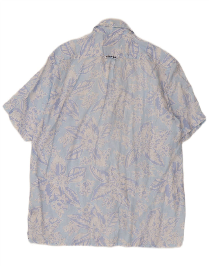 Crew Clothing Chemise à manches courtes pour homme en lin floral bleu moyen
