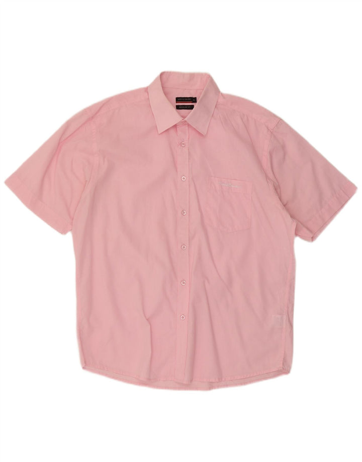 Pierre Cardin Chemise à manches courtes pour homme Coupe régulière XL Rose Polyester