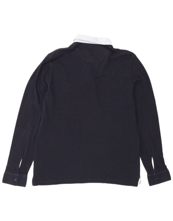 Massimo Dutti Polo de rugby à manches longues pour homme Coupe décontractée Taille L Bleu marine