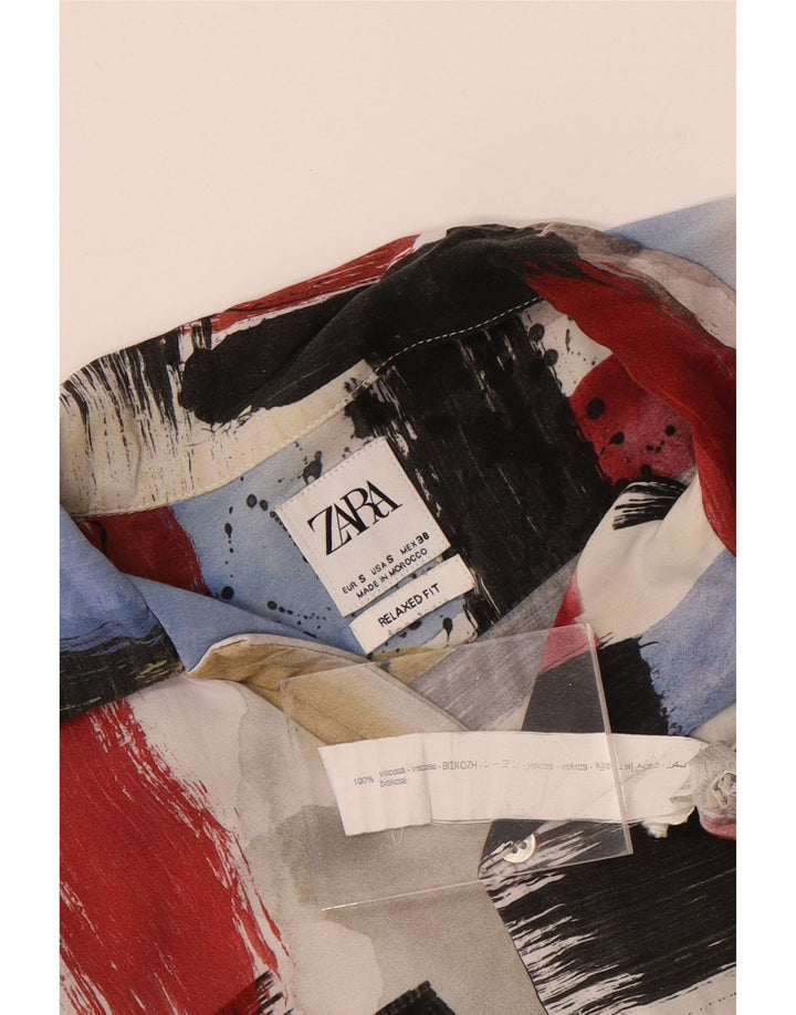 Zara Chemise décontractée à manches courtes pour homme Petit motif géométrique multicolore