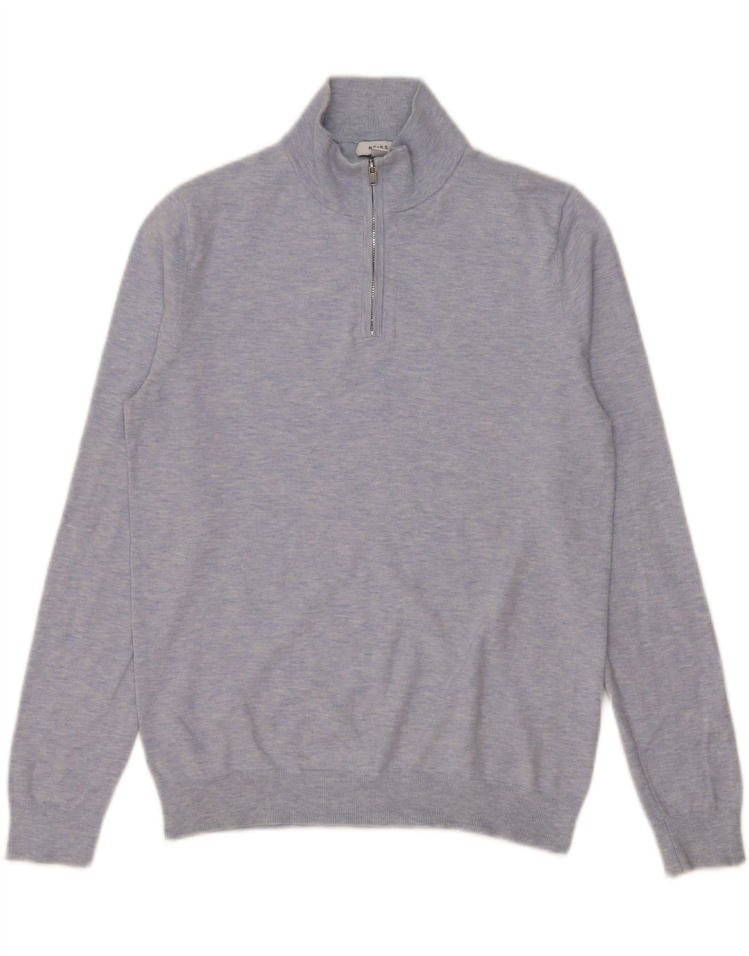 Reiss Homme Pull Col Zippé Petit Bleu Coton