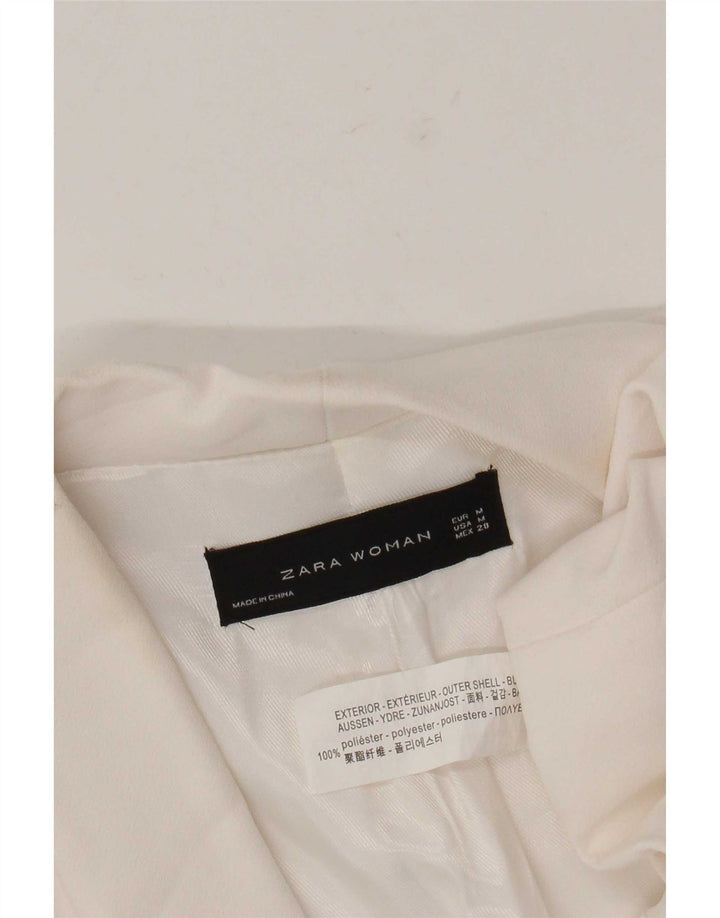 Zara Veste blazer ouverte à manches 3/4 pour femme UK 14 Polyester blanc moyen