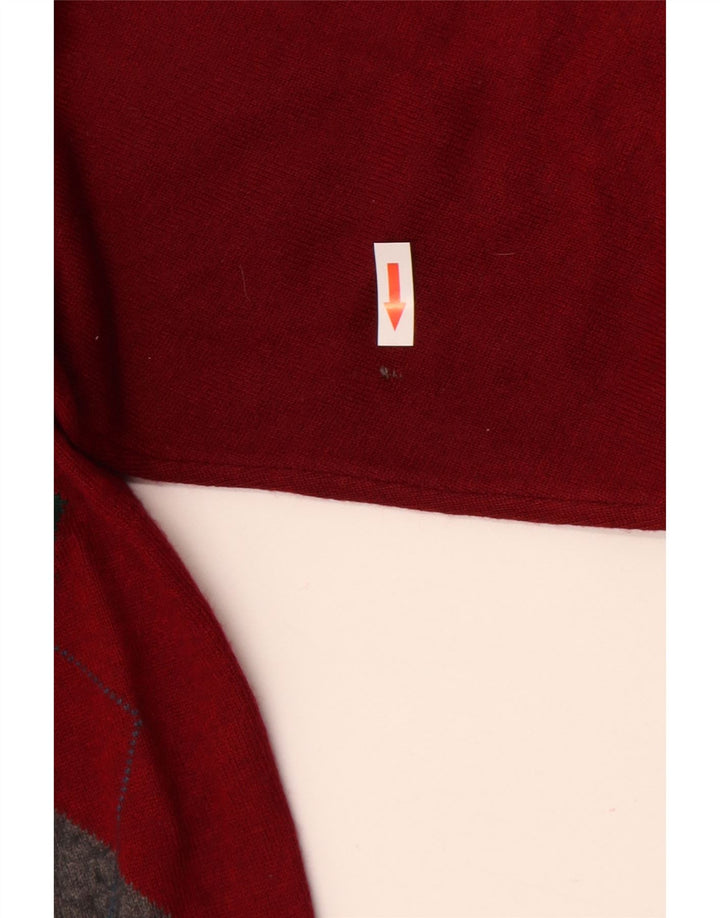 VINTAGE Pull col polo homme grand rouge Argyle/diamant