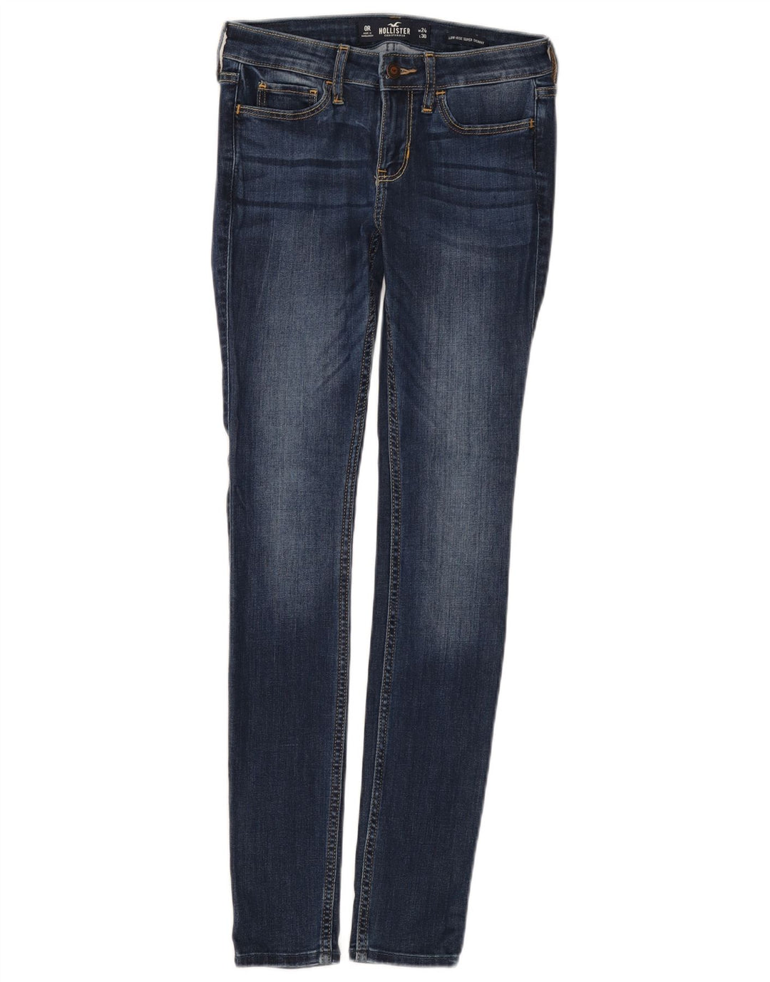 HOLLISTER Jean super skinny taille basse pour femme US 0 XS W24 L30 Bleu Coton