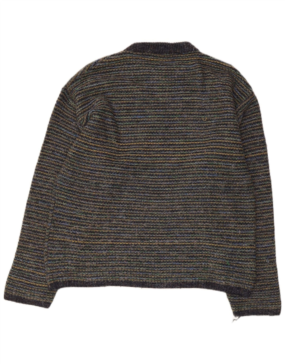 vintage Mens Crew Neck Jumper Pull Grande laine à fines rayures multicolores