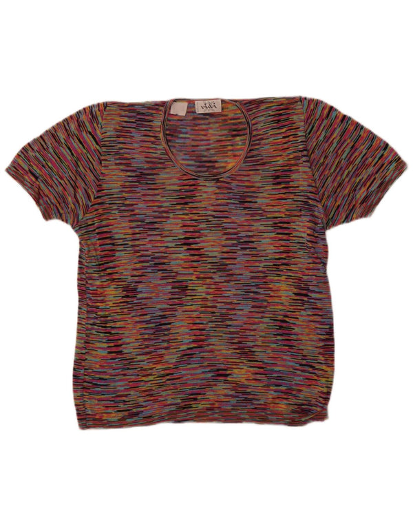 vintage Womens Boat Neck Jumper Sweater UK 14 Moyen Multicolore Moucheté