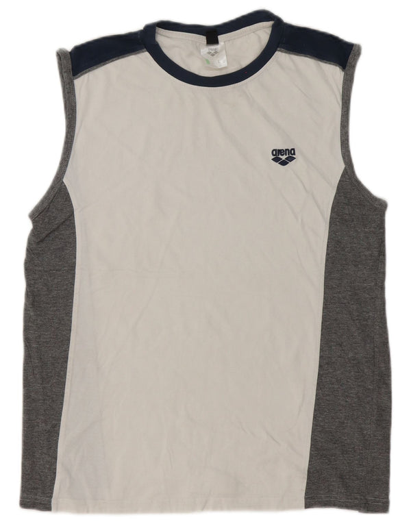 Arena Débardeur Homme Large Blanc Colorblock Coton Sports