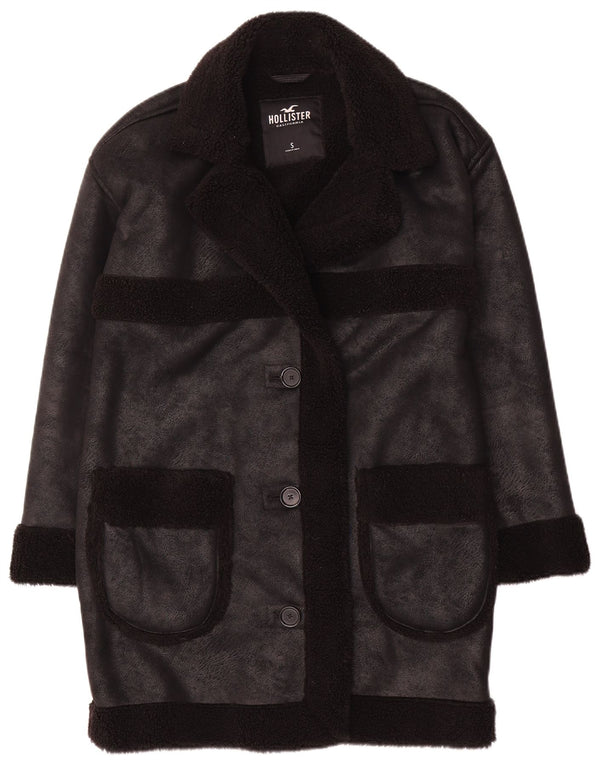 Hollister Manteau Sherpa surdimensionné pour femme UK 10 Petit Noir Polyester
