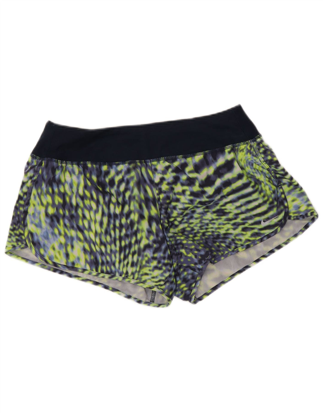 NIKE Short de sport Dri Fit à motif abstrait pour femme UK 14 Bleu marine moyen