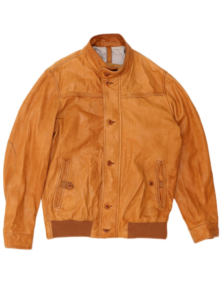 Massimo Dutti Veste en cuir pour homme UK 40 Grand cuir marron