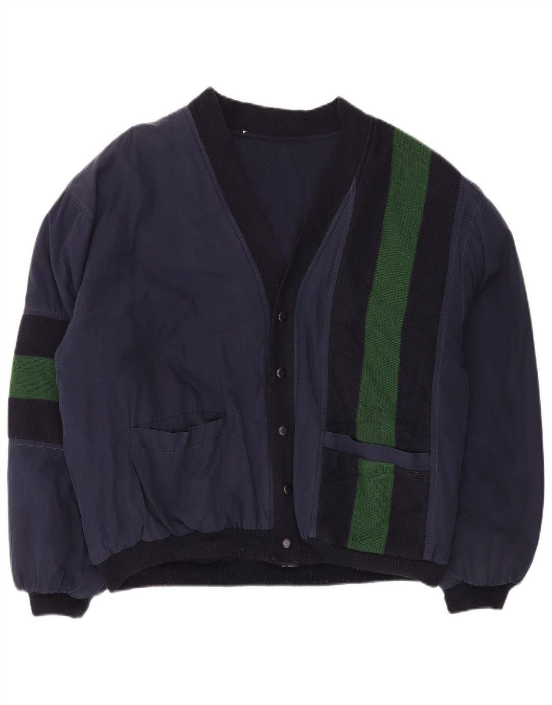 VINTAGE Veste Bomber Homme UK 42 XL Bleu Marine Colourblock