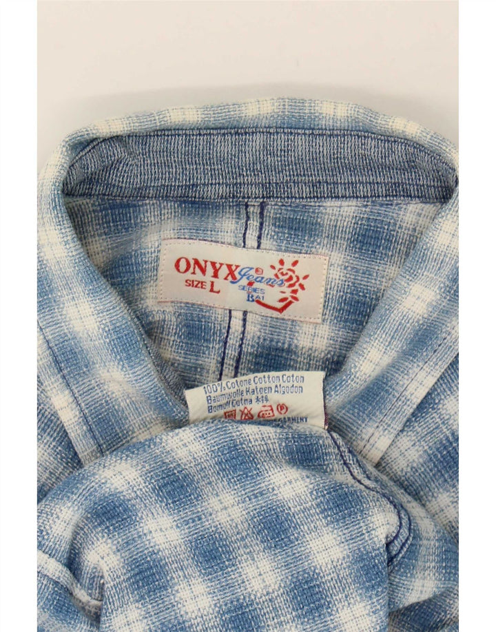 Onyx Chemise en flanelle pour femme UK 14 Grand coton à carreaux bleus