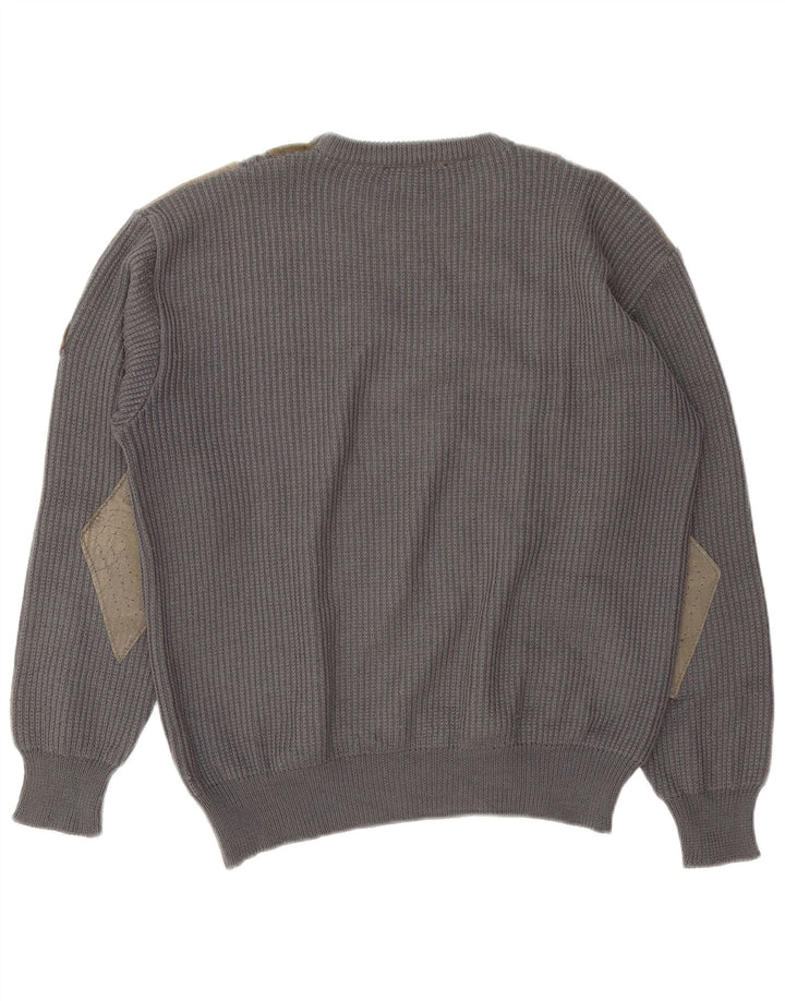 Andrea Celli Pull à col rond pour homme en laine color block Gris Taille L