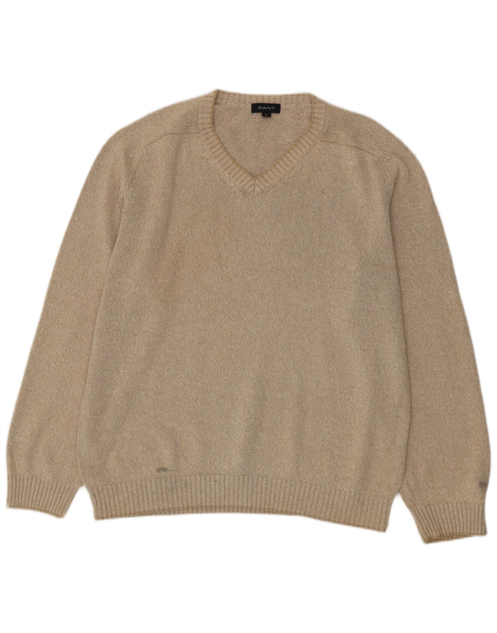 Gant Pull Col V Homme XL Beige Coton
