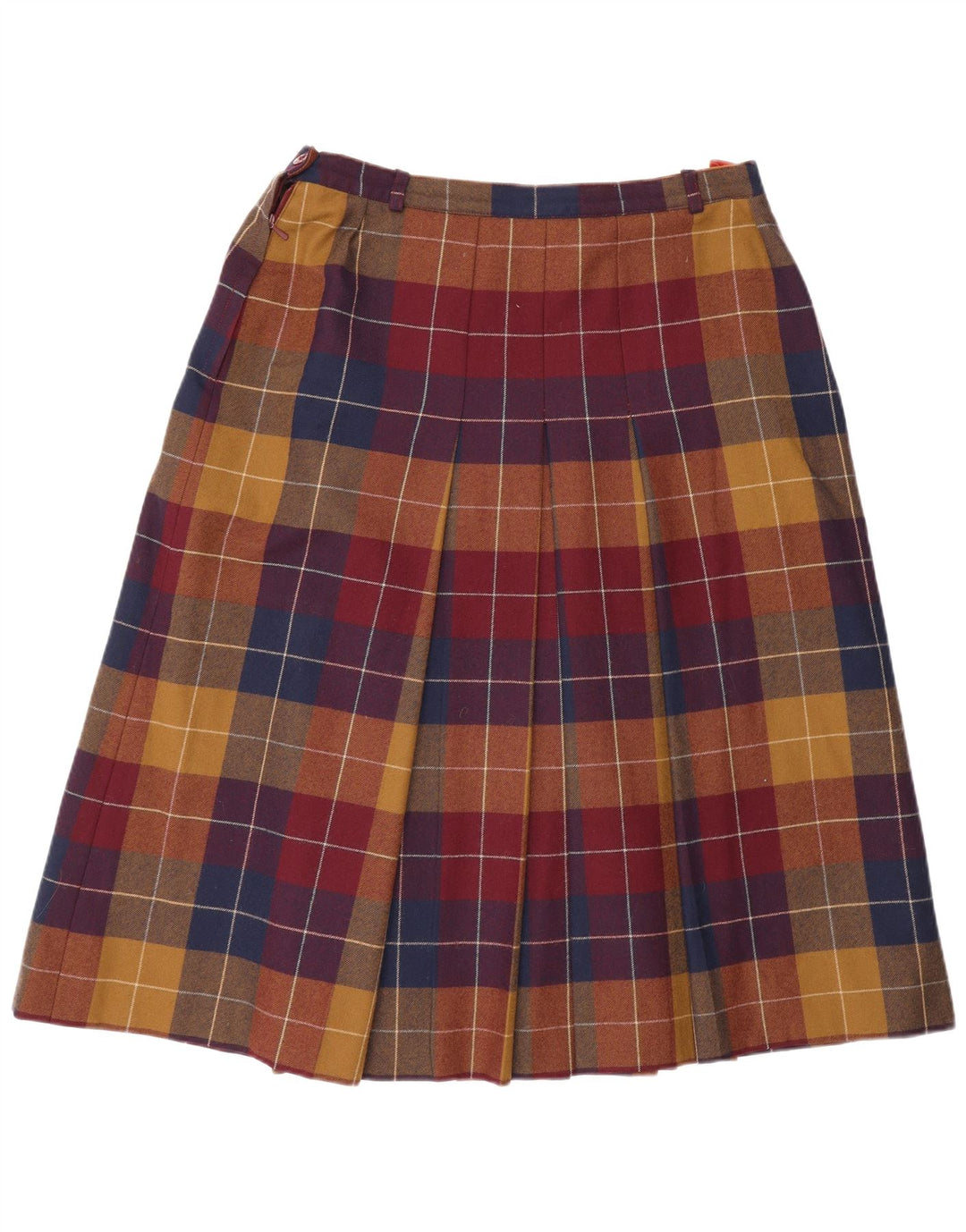 Escada Femme Jupe Trapèze Plissée W30 Laine À Carreaux Multicolore Moyen